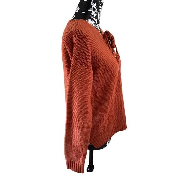 Charlotte Russe Knit Lace Up Sweater Boho Bohemian Everyday Casual - Picture 5 of 12